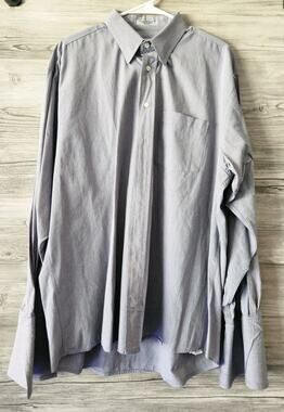 Balmain Mens Grey Long Sleeve Button Down Shirt French Cuff Pocket 16.5 34/35